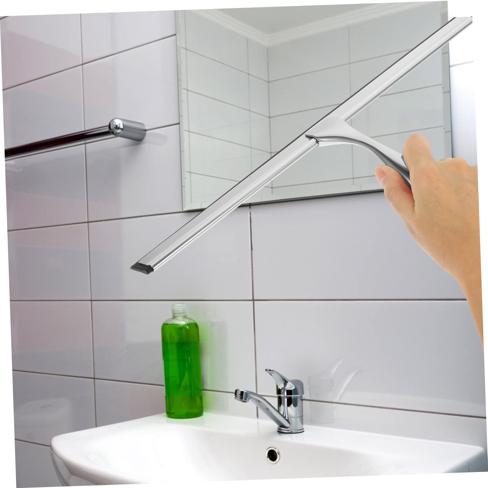 Glasabzieher aus Edelstahl mit 14-Zoll Abziehlippe und Haken