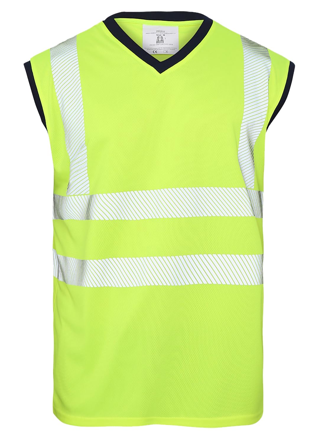 FAIRY BOUTIQUE Mens High Visibility Mesh Vest Top Hi Vis Reflective Tape 2 Tone T Shirt Sleeveless Work Utility Safety Tank Tops (Yellow Large)