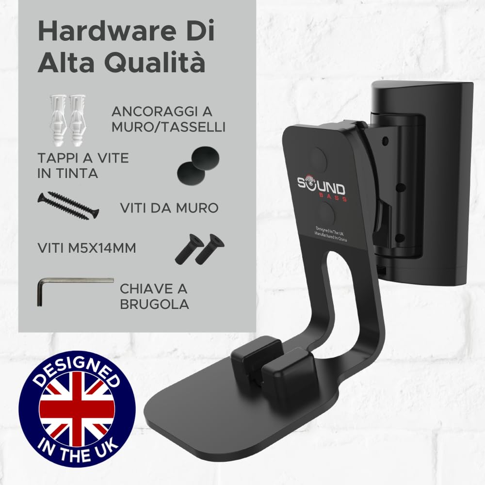 Sound bass ONE, Staffa per Montaggio a Parete, Inclinabile e Girevole, Nero, Doppio, Compatibile con ONE, ONE Gen 2, ONE SL & Play:1, Installazione Semplice, Include Kit di Montaggio