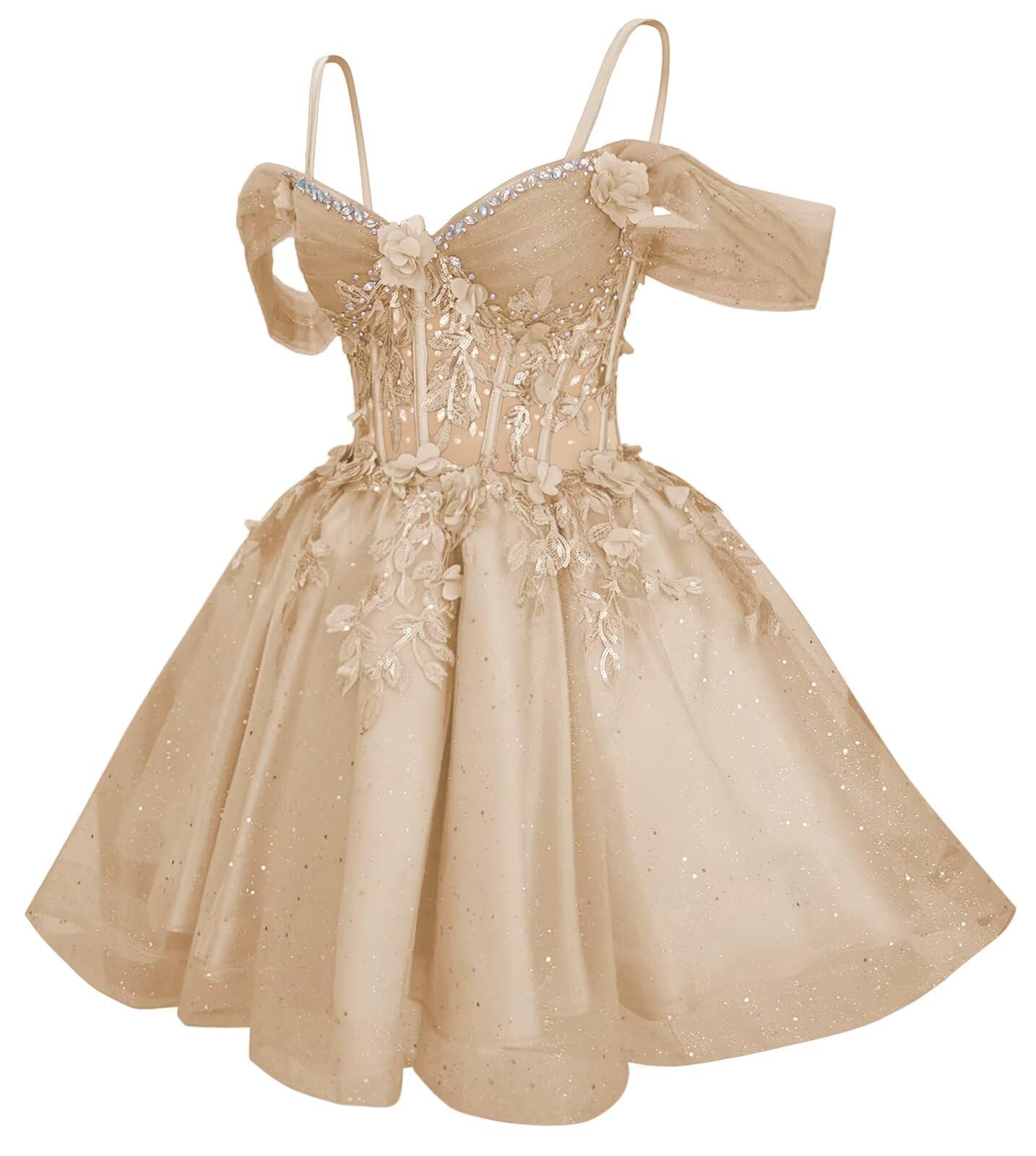 3D Butterfly Tulle Homecoming Dresses for Teens Lace DAMA Dress for Quinceanera Sparkly Short Prom Cocktail Dress