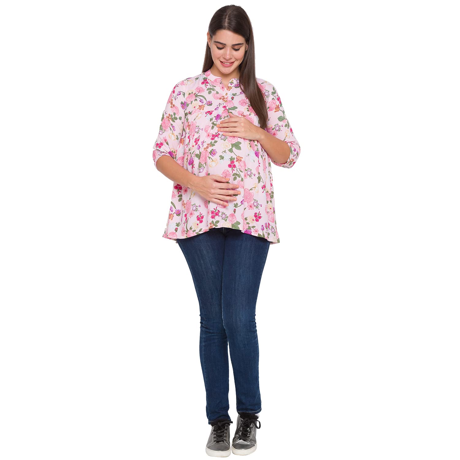 AV2 Printed Women Maternity Feeding Tunic Top Pink X-Large 8041 - Image 2 thumbnail