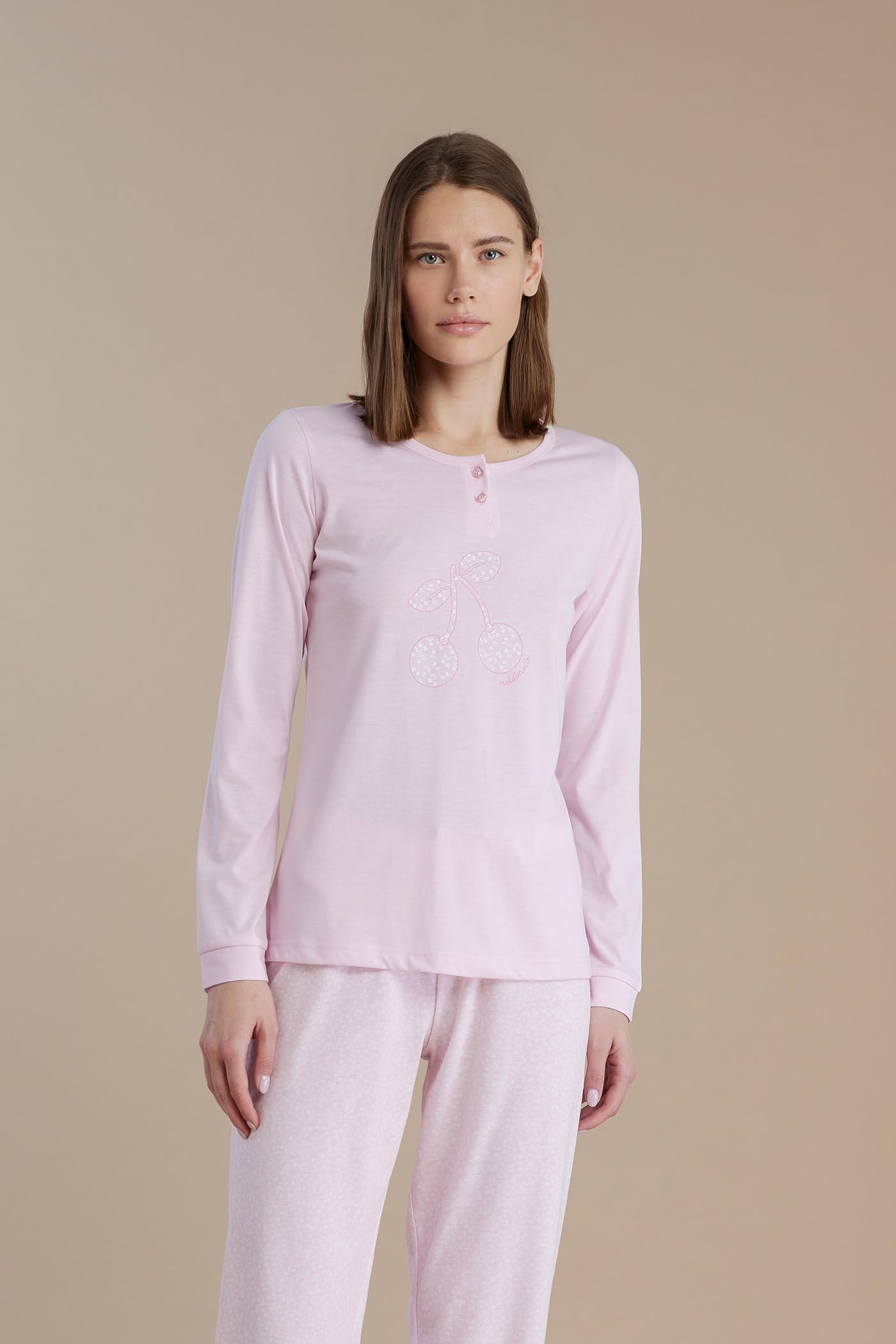 Noidinotte - Pigiama Donna in Cotone con Top Manica Lunga e Pantalone
