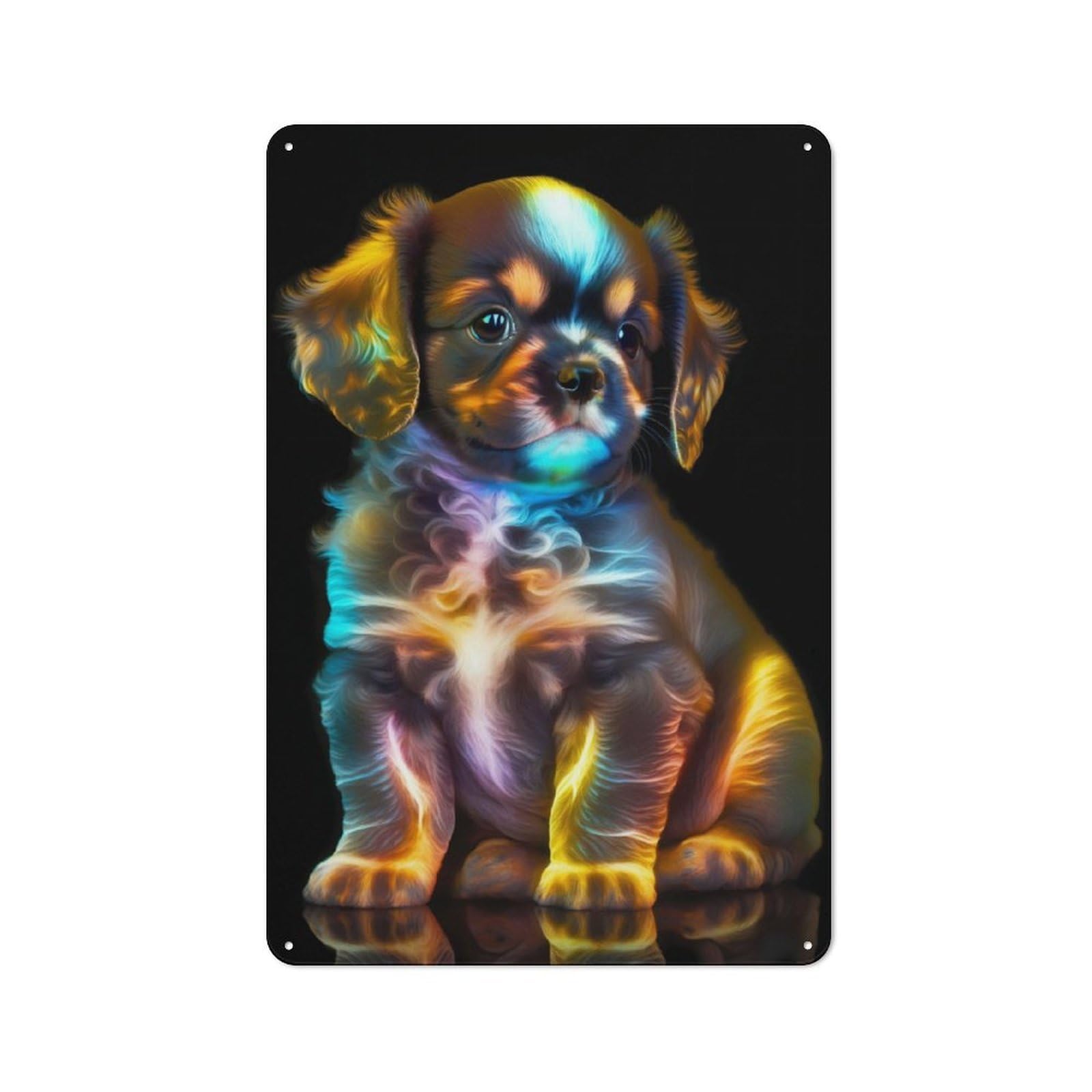 Junmoney Cute Cosmic Puppy Loft Style Metal Wall Art Sign 30X20cm Featuring Urban Room Decor For Loft, Studio, Office Or Creative Room