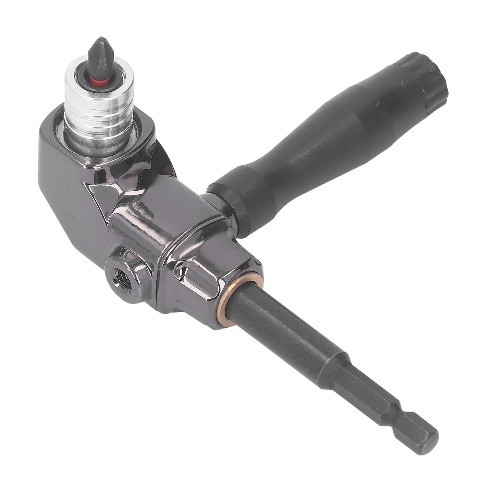 Aluminum Alloy Right Angle Screwdriver Adapter with Ergoesnomic ABS Handle, Suitable for Narrow Spaces & Various Drills
