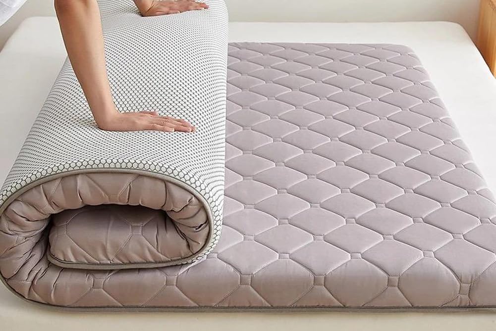 Single/Twin/Queen/King Size Japanese Futon Mattress Floor Sleeping Mat,Foldable Mattress Tatami Mat,Portable Sleeping Pad for Camping Dormitory (Gray,120x200cm)