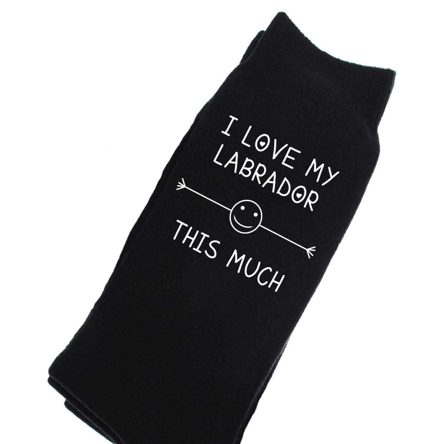 I Love My Labrador This Much Socks Mens Black Sock Pet Present Dog Fathers Day Christmas Birthday