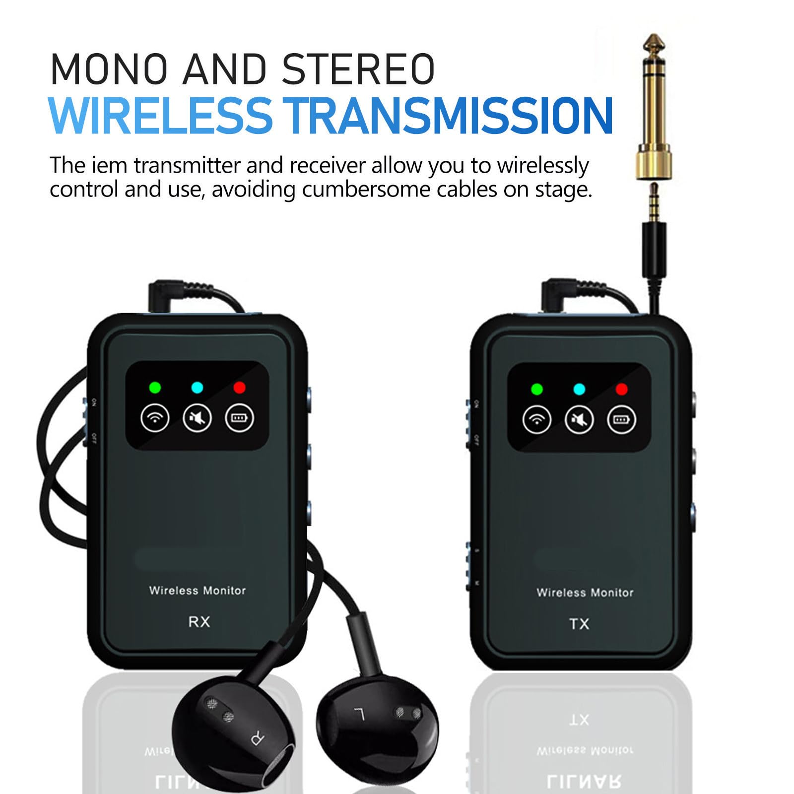 Monitor In-ear Wireless con Trasmettitore e Ricevitore