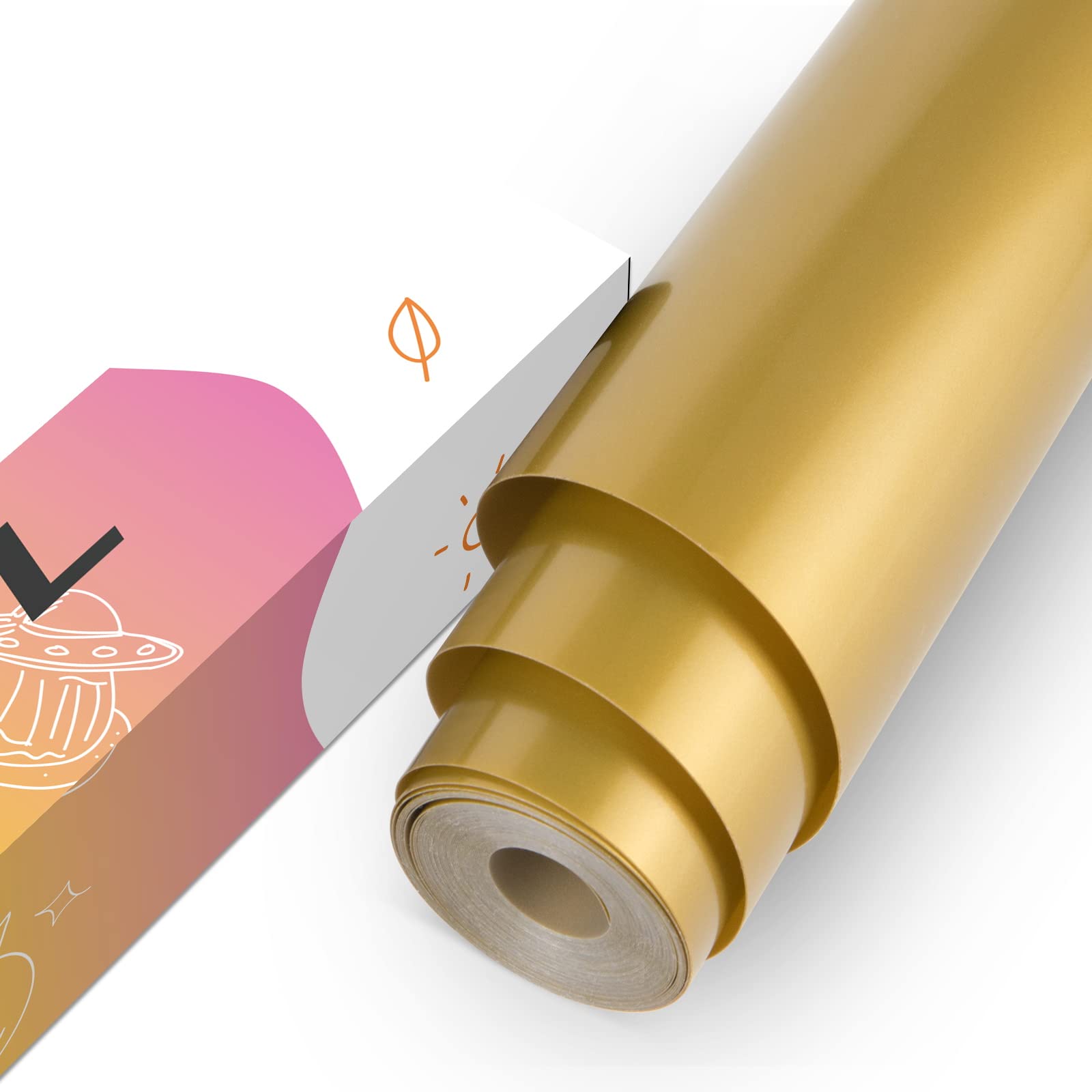 YRYM HT Vinylfolie Plotter 30,5cm x 427cm, Glossy Gold | Permanente Plotterfolie, Rollen Selbstklebend, Für Bastelprojekte, Für Schilder, Für Scrapbooking, Für alle Plotter