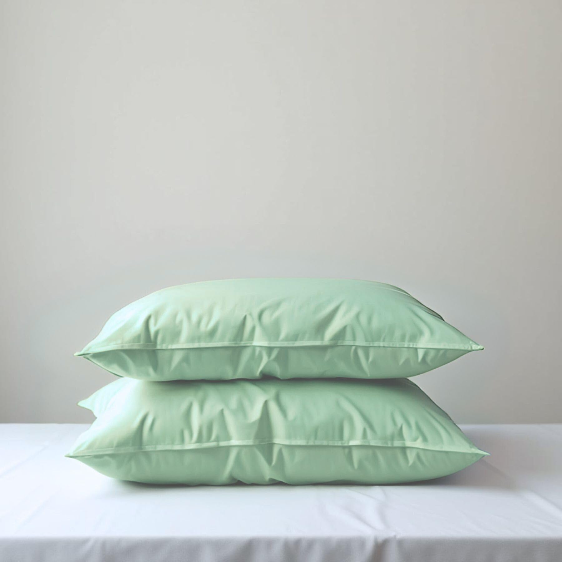 HOME PRIDES 100% Cotton Pillowcase Set - 50 x 76 cm, 400 Thread Count Pillow Covers, Cooling & Breathable, Soft Sateen Pillow Cases, OEKO-TEX Certified, Foam Green (Insert Not Included) โ image 1
