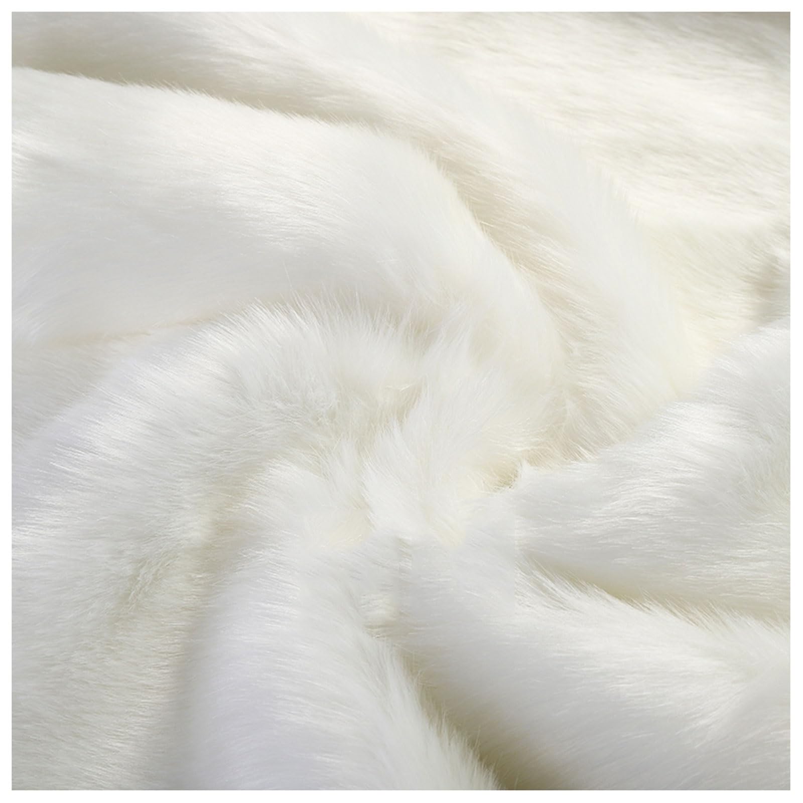 Faux Fur Plush Shaggy Faux Fur Fabric 2.8cm Long Pile Fur Fake Fur Materials, Soft and Fluffy Craft Fabric, for DIY Arts, Crafts, Apparel, Costume, Rug, Accessories, 50x20cm/50x180cm (Color : White,