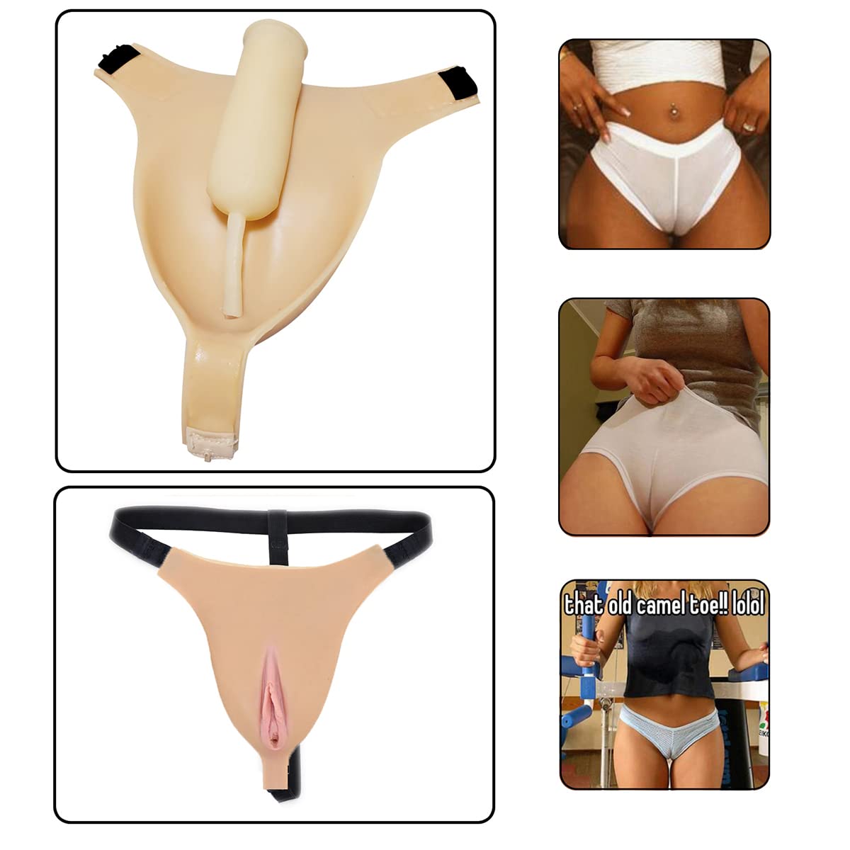 Sissy Hommes Réaliste Camel Toe Cachant Gaff Culotte Chaîne Artificielle pour Crossdressing Transgenre