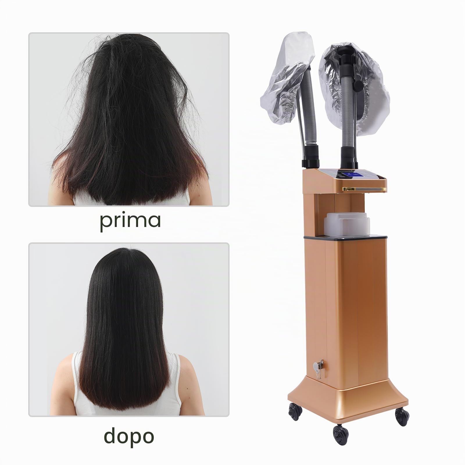 220 V, 50 Hz, 650 W, multifunzione capello, nano-vapore, macchina ad ultrasuoni – oro, per permanenti a bassa temperatura, tintura con vapore e cura dei capelli