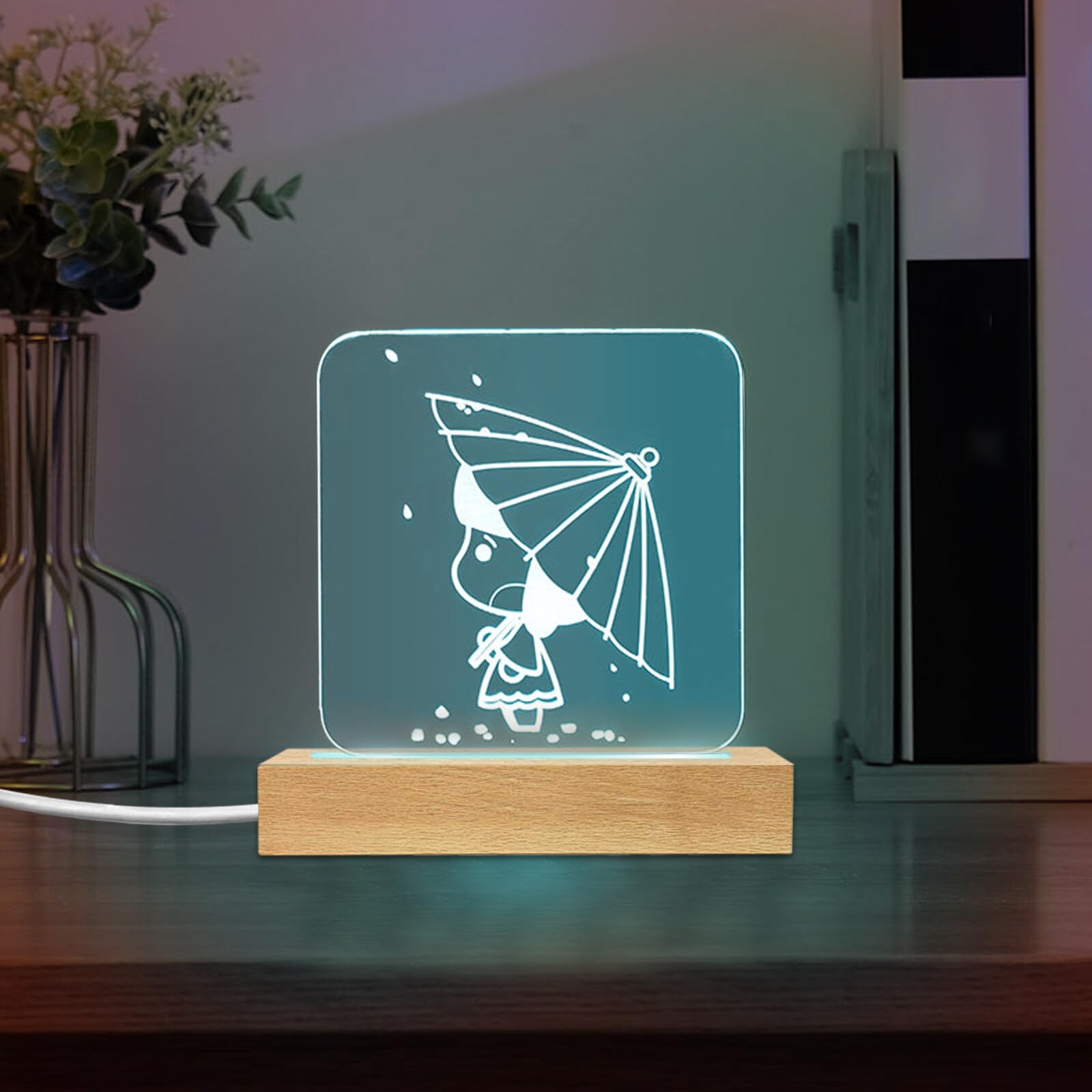 Base Luminosa LED In Legno 2 Pezzi - Supporto Per Display Con Luci USB, Ideale Per Decorazioni - Foto 8