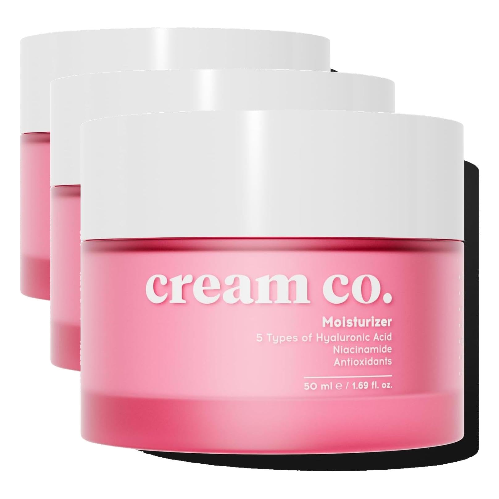 Cream Co. Su Bazlı Moisturizer Nemlendirici Aydınlatıcı Yüz Kremi, Hyaluronik Asit, 50 ML, Tüm Cilt Tipleri (3 paketi)