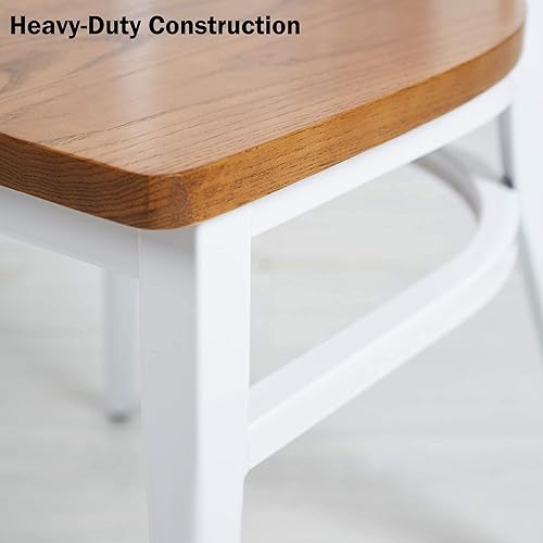 Miniatura 8 de LUCKYERMORE Juego de 2 sillas de comedor de madera maciza, marco de metal resistente, respaldo en X para cocina, restaurante, comedor, cafetería,