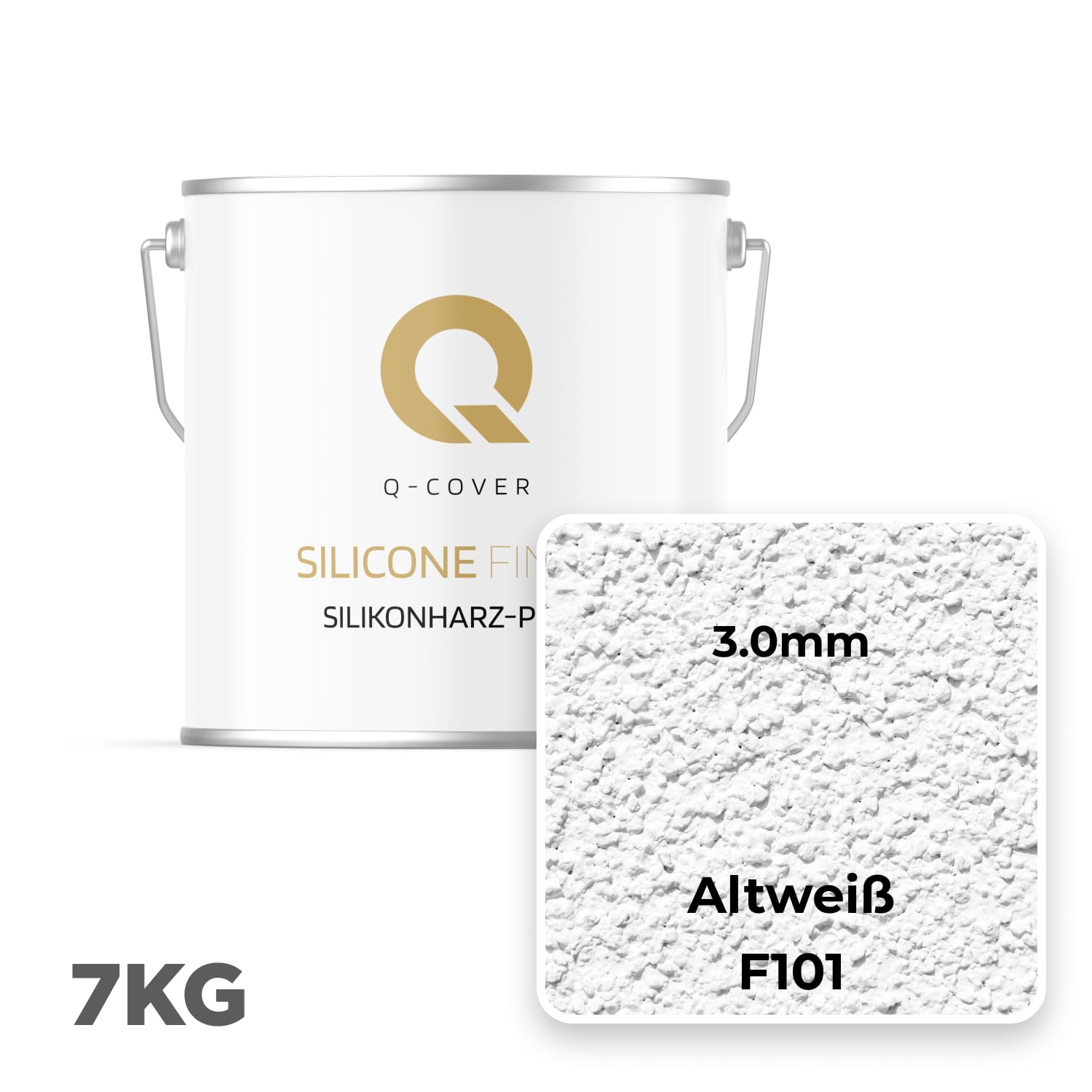 Silikonharz-Putz Altweiß F101 7 kg, 3,00 mm – Kratzputz, Außenputz, Strukturputz, Fassadenputz, Wasserabweisend, Selbstreinigung