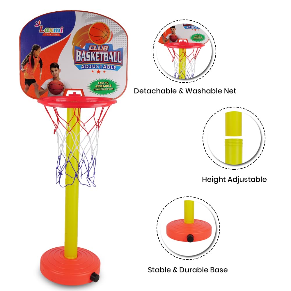 Asian Kids Basketball Set with Adjustable Height Stand, Detachable Net, Durable Base for Indoor Outdoor Play 4