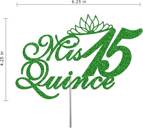 Miniatura 2 de Mis Quince 15 Quinceañera - Decoración para tartas de quinceañera, decoración de fiesta de cumpleaños, decoración de alta calidad, purpurina