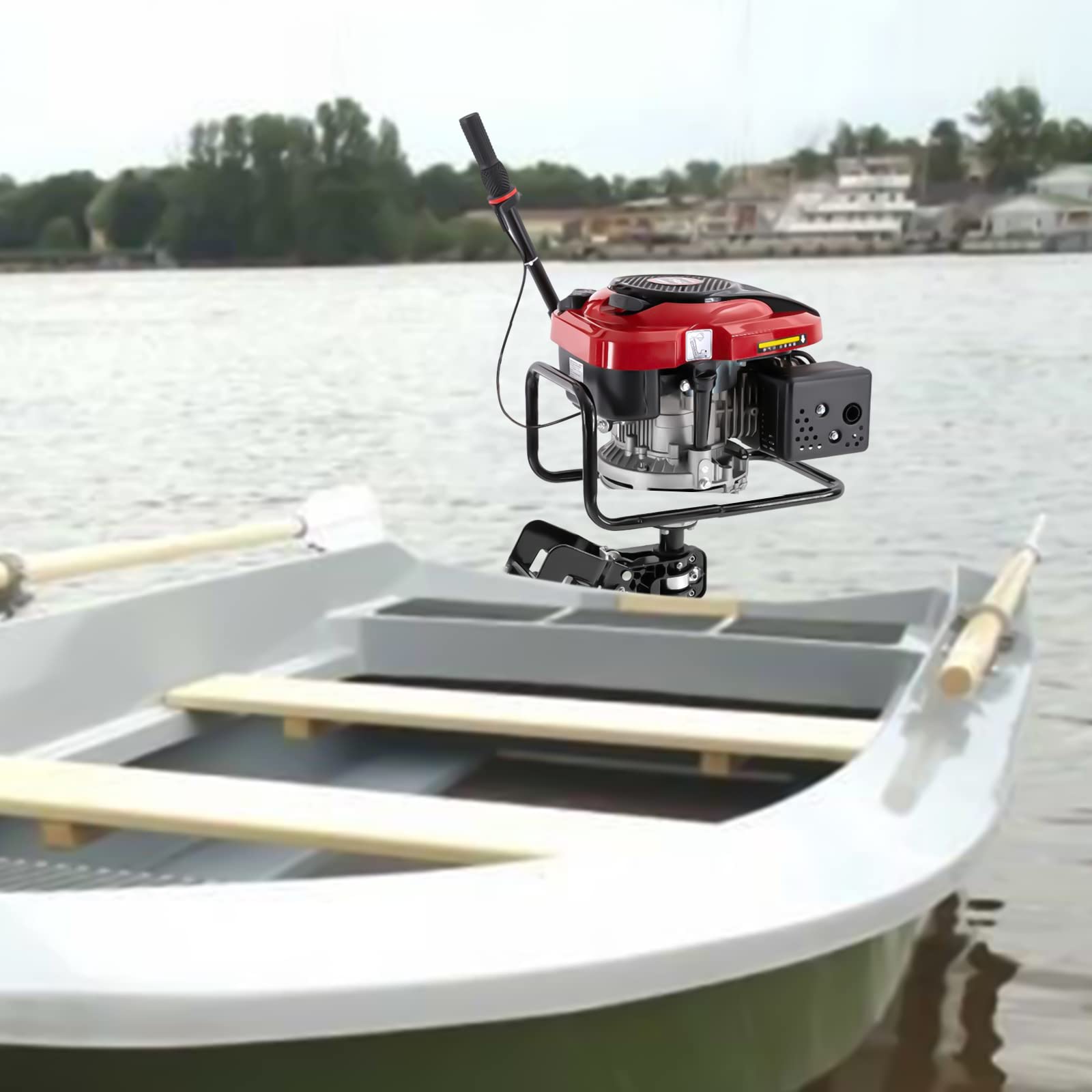 Motor fueraborda de 4 tiempos, 196 cc, motor fueraborda, motor de gasolina, 1,4 carreras, 8 CV, refrigerado por aire, motor para bote inflable, motor de barco con sistema de encendido TCI para bote de