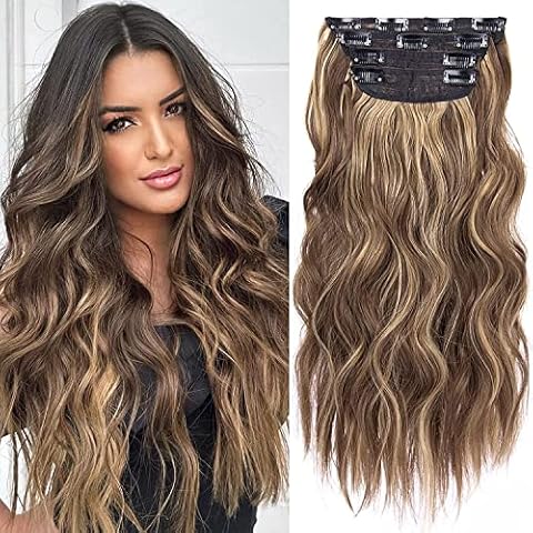 20 Inch Brown Wavy Clip In Hair Extensions Cover
