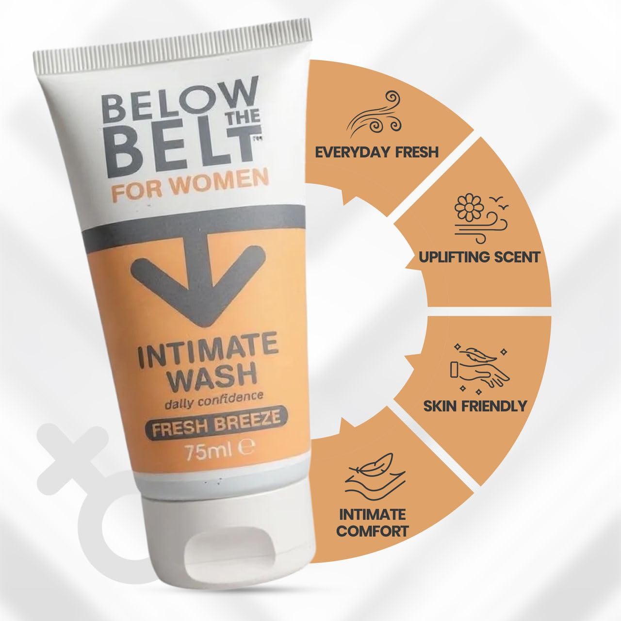 Below The Belt Female Intimate Wash, Soap-Free Feminine Wash, Daily pH-Balanced Cleanser with Fresh Breeze Scent - 75ml