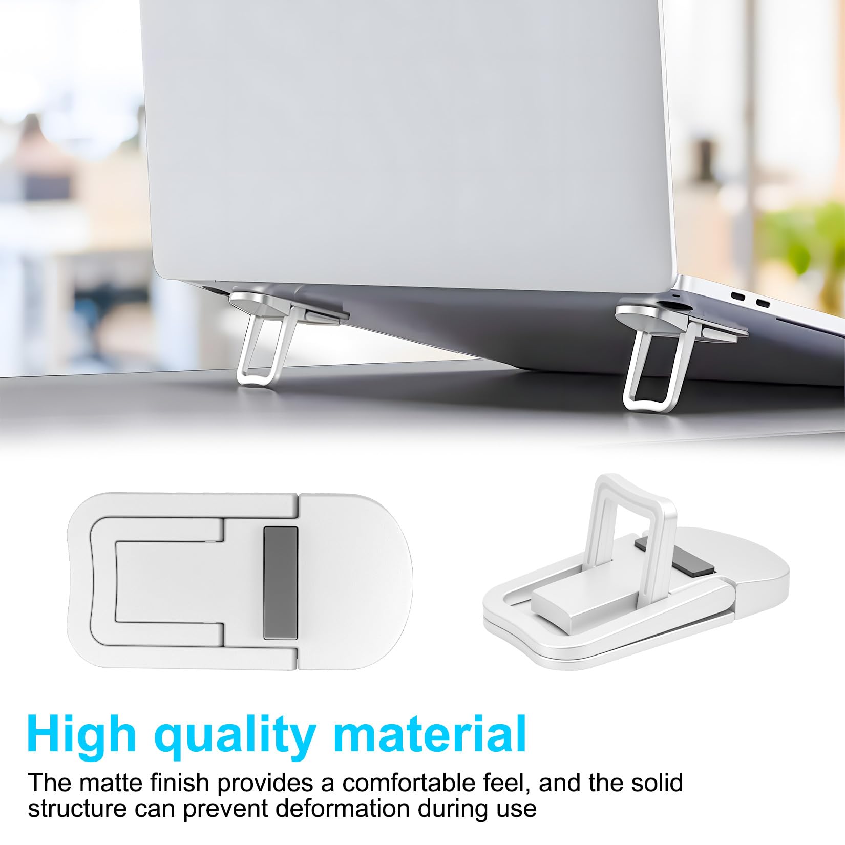 2 Pz Supporto PC Portatile Scrivania Regolabile, Supporto Laptop Regolabili in Altezza, Stand PC Portatile autoadesivi regolabili a 2 livelli per notebook, laptop e tablet