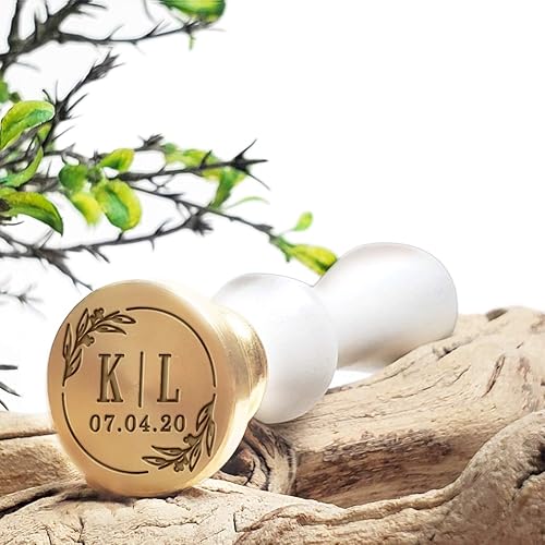 Kit de sello de cera con monograma personalizado para boda con iniciales y fecha Katrina, hecho a mano en Estados Unidos
