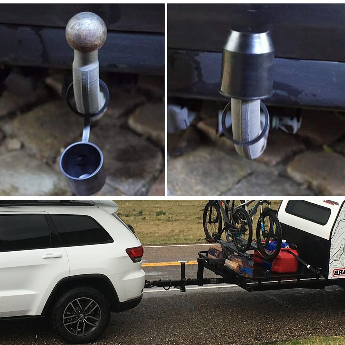 Tappi Protezione GANCIO TRAINO - Set 2 Pezzi Neri Universali Anti-polvere E Acqua - Foto 2