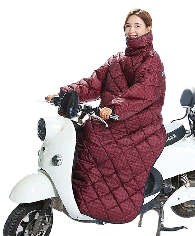 Scooter Antivento Parabrezza Gamba Grembiule Ispessito Scooter Coprigambe Plaid Vino Rosso L