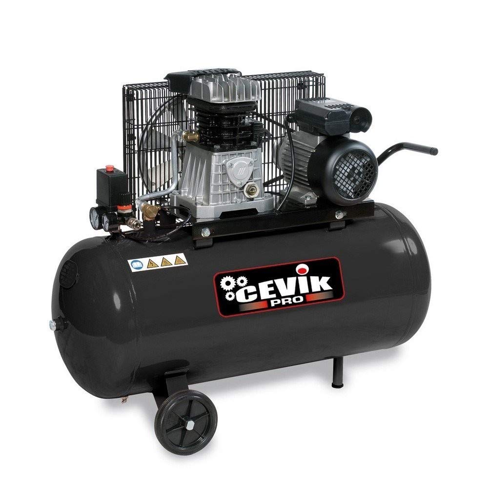 CEVIK - Compresor de Aire CA-AB100/3M - 3 HP - 10 Bar - 100L Capacidad - Silencioso - Portátil - Lubricado