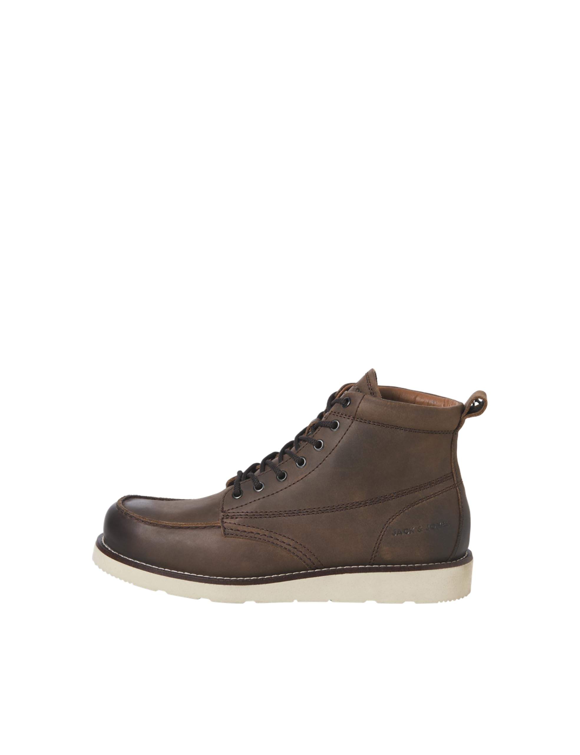 JACK & JONES Mens Jfwtoronto Leather Boot Styd Ln, Brown Stone, 6 UK