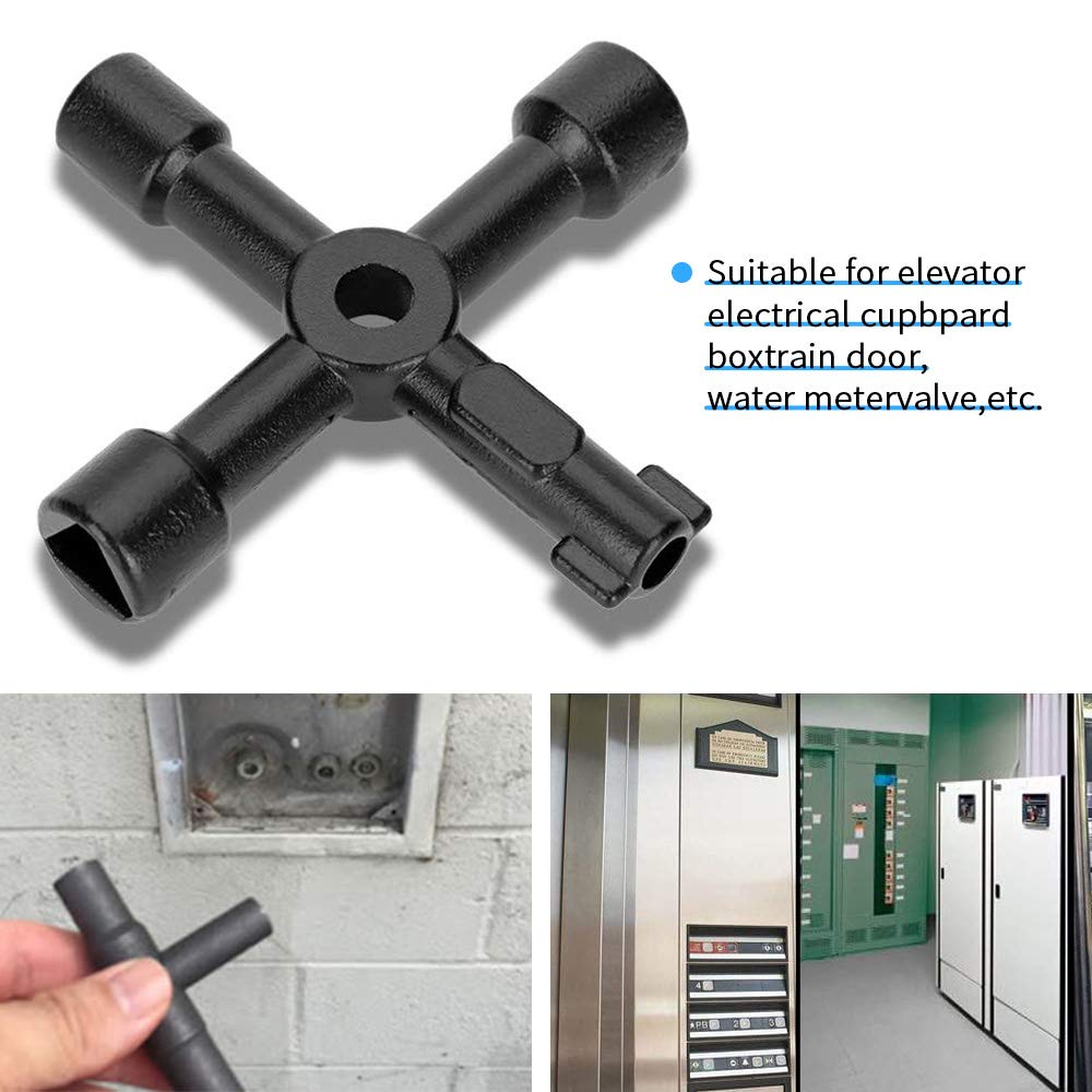 4 Way Key Radiator Bleed Key, Utility Key Electric Box Key Gas Meter Key for Meter Reading, 4