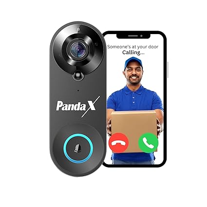 PandaX Smart Doorbell: Wireless Video Doorbell with AI Motion Detection, 1080p HD, Night Vision, 2-Way Audio, True Wireless Installation.