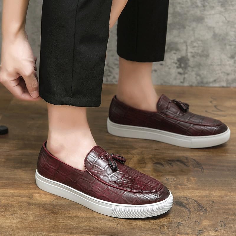 Tassel Dress Shoes for Men Fashion Outdoor Business Round Toe Calfskin Leather Slip-on Rubber Sole Slip Uniform2