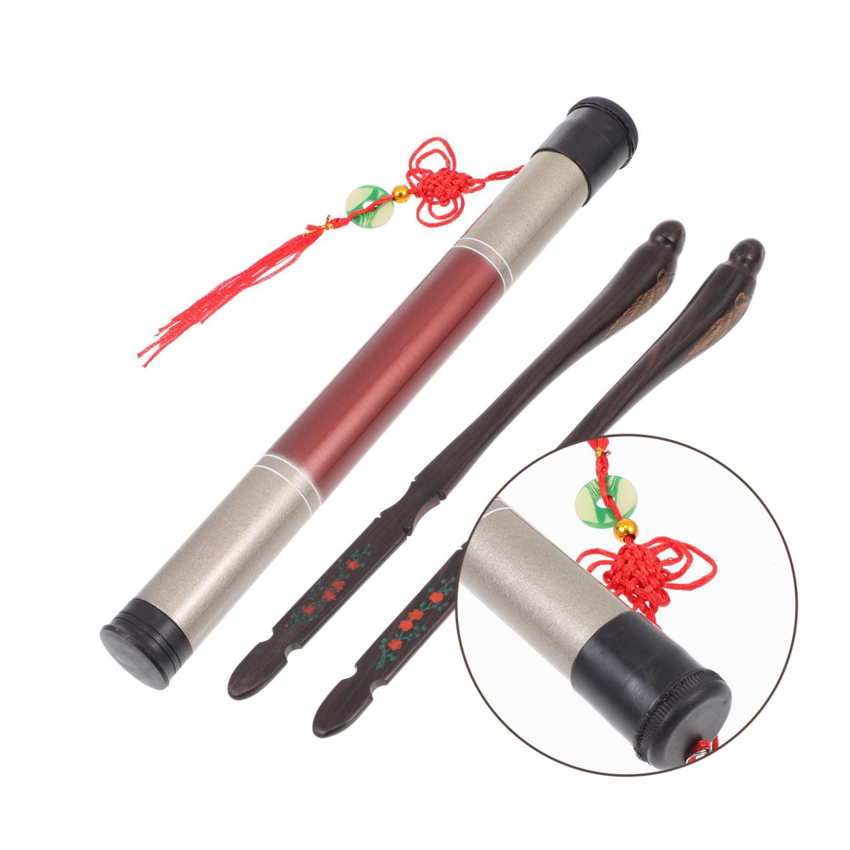 ifundom Set Martelli Accessori per Strumento Dulcimer per Dulcimer a Forma di Volatile in Ebano Nero con Secchiello, Lisci ed Efficienti per Esercizio