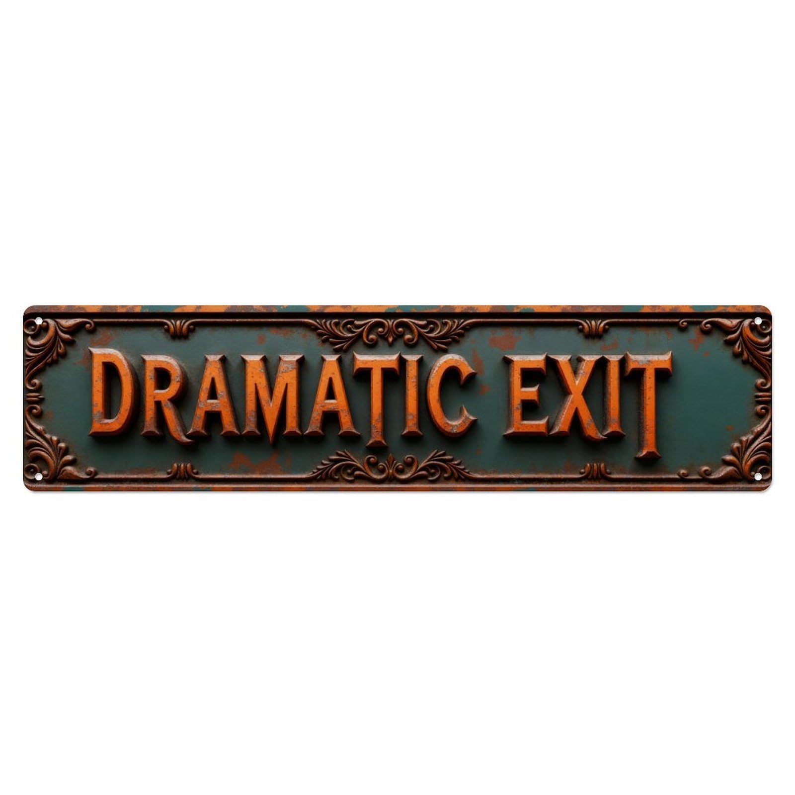 Dramatic Exit Sign Ornate Metal Tin Sign Plaque