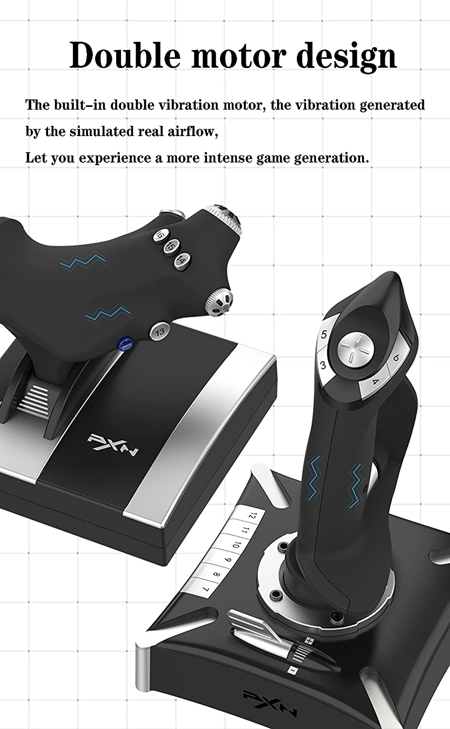 PXN 2119 PRO Vol Joystick Contrôleur avec Vibration pour Simulateur de Vol - Compatible PS4 / Xbox One Windows XP/Vista / 7/8 / 10 (Non Compatible avec Mac Systems)