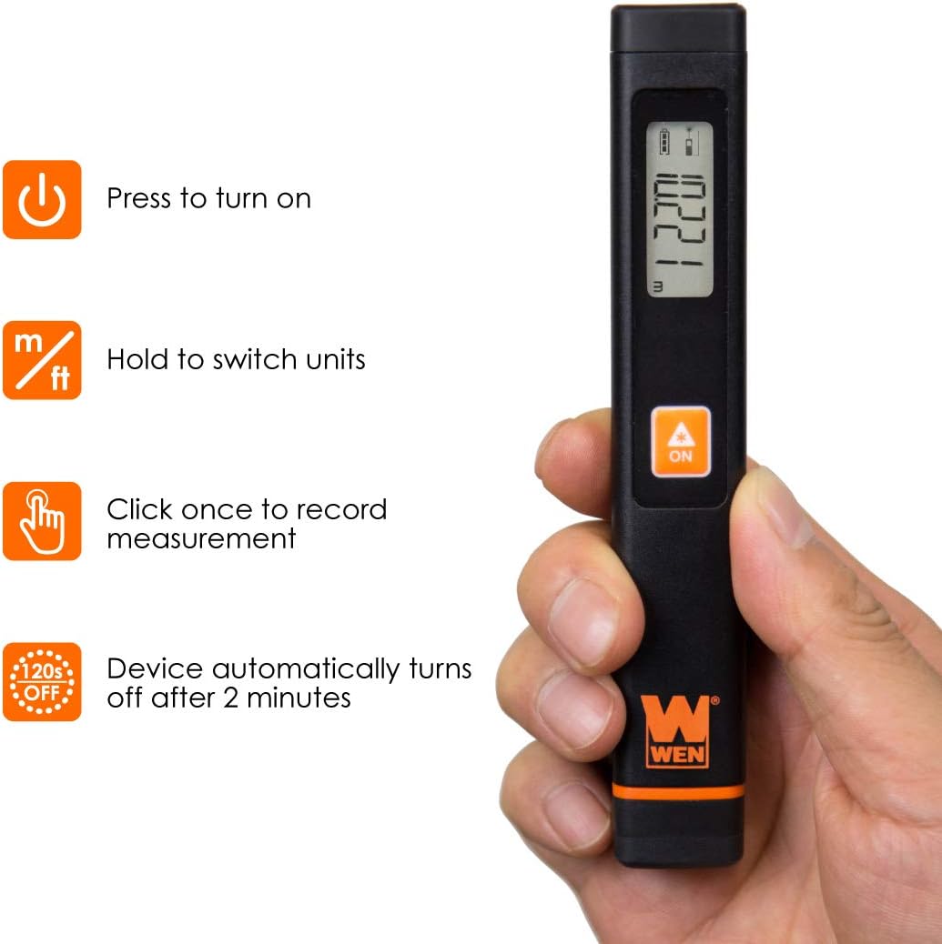 Black Pocket Laser Distance Measure with 32-Foot Range