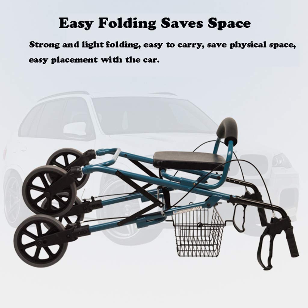 Andador para Ancianos,Práctico Andador con Ruedas de 4 Ruedas con Asiento y Cesta de Almacenamiento - Respaldo y Freno de Mano Desmontables, Ayuda de Movilidad para Personas Mayores y discap