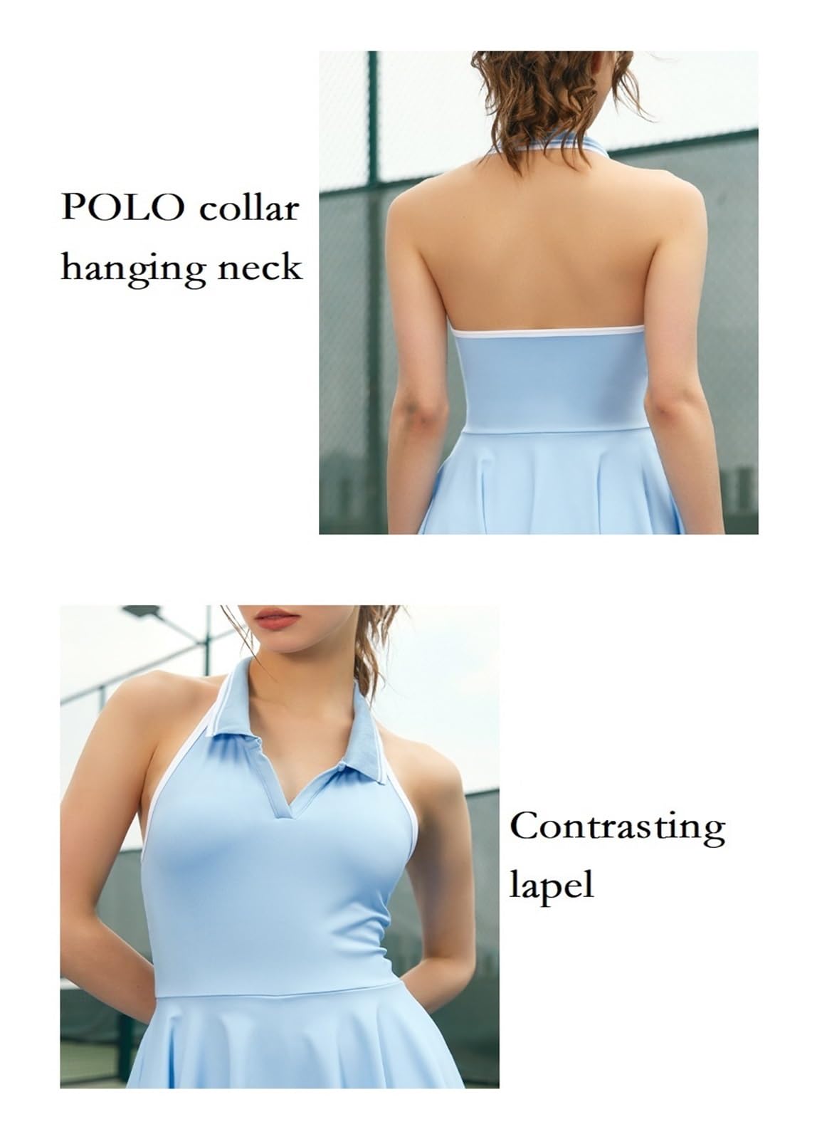 Robe Tennis Femme Robe Polo De Sport for Femmes, Golf, Tennis, avec Coussinet De Poitrine, Col Licou, Robe De Pickball, Slim, Entraînement De Badminton, Jupes Athlétiques Courtes