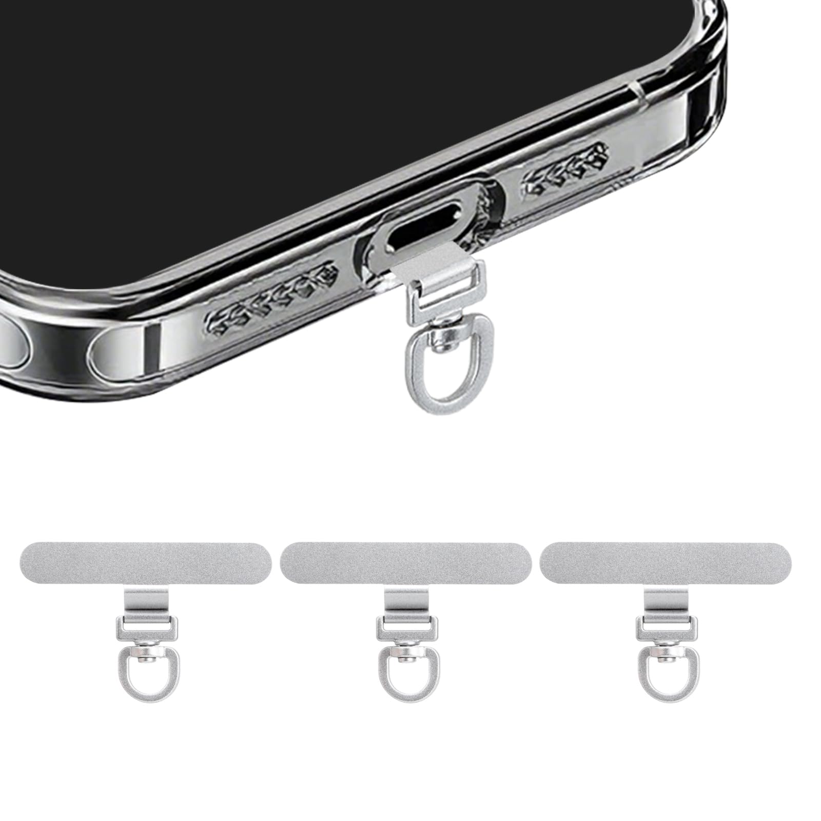 Yojaro 360° Rotating Stainless Steel Phone Tether Tab (3-Pack) - Universal for iPhone & Other Phones (Fits Wristbands/Necklaces/Crossbody Straps)