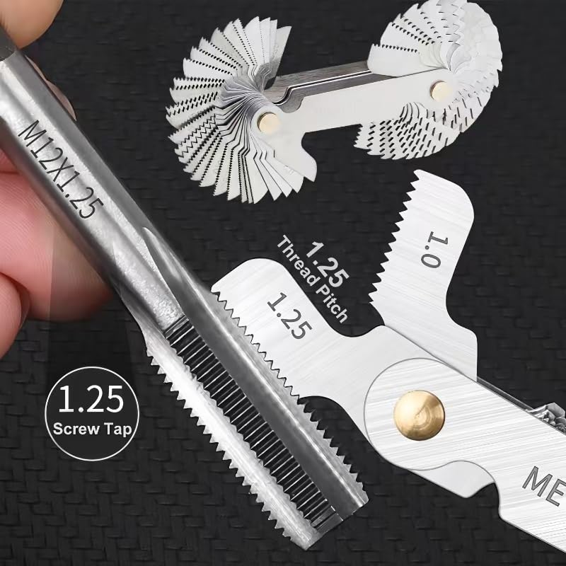 32 Blades Feeler Gauges SAE/Metric Feeler Gauge 58 pcs Thread Gauge Metric & Imperial & US Screw Gauge SAE Thread Pitch Gauge for Machining Assembly Quality Inspection