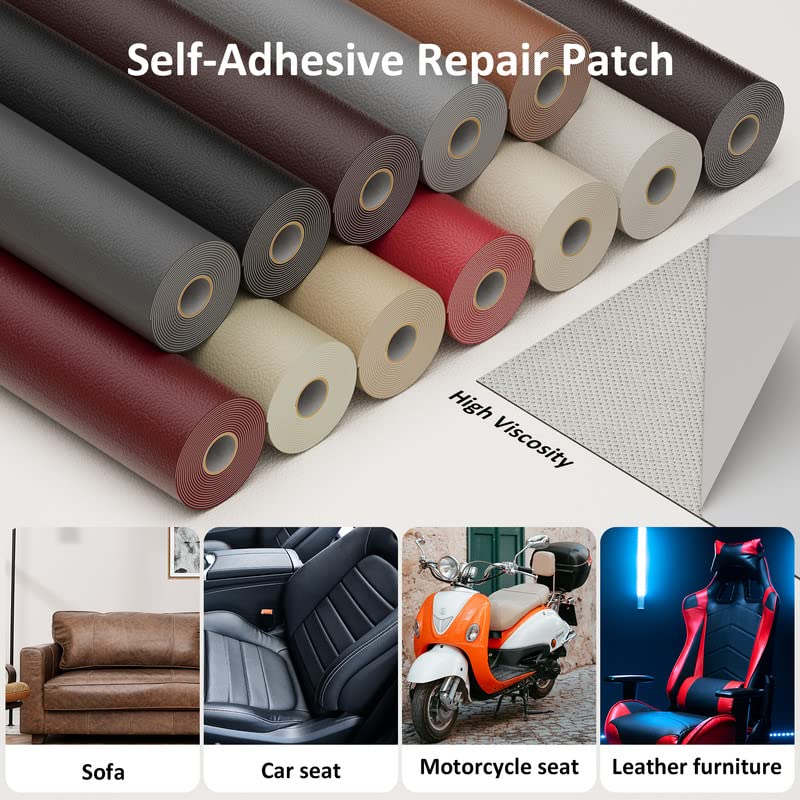 Xroam Reparatieleer voor banken, 40 x 100 cm, bordeauxrood, lederen reparatiepleisters, zelfklevend, reparatielijm voor banken, autostoelen, meubels, tassen