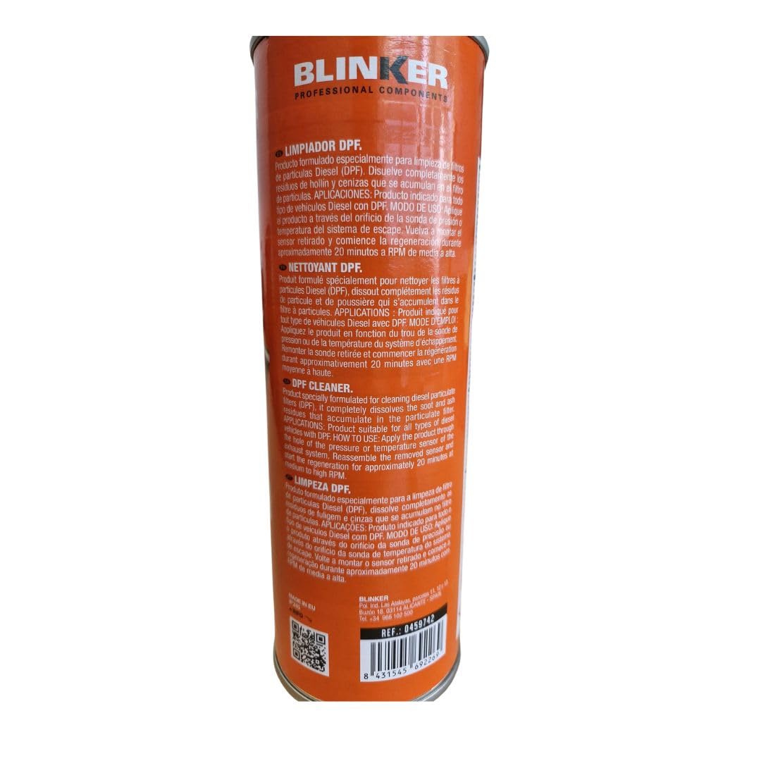 DPF Cleaner Spray BLINKER Nettoyant FAP Diesel 400ml sans démontage du FAP - Aérosol + buse d'injection - Nettoyant FAP Professionnel