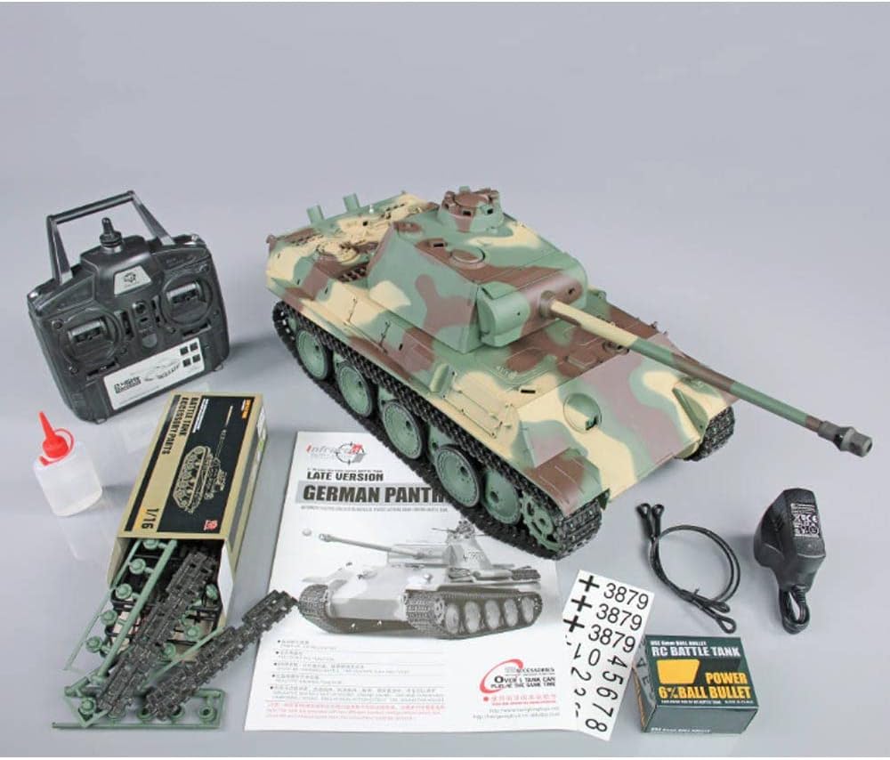 Henglong 1 16 Panther Type G радиоуправляемый танк ИК стрельба дым звук металлическая коробка передач