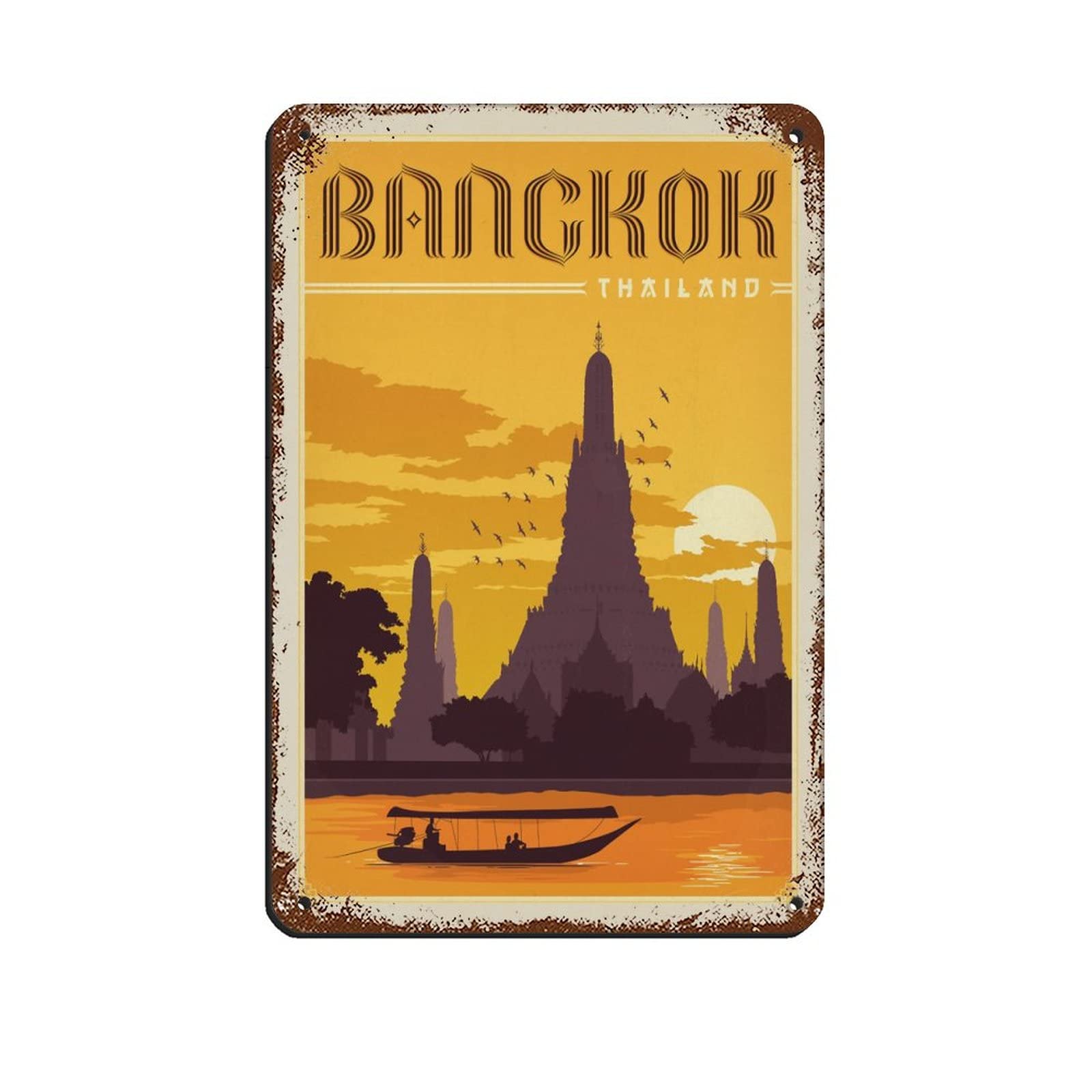 Metal Signs Thailand Bangkok Funny Travel Tin Signs Bar Coffee Home Room Art Wall Plaque Decor Gift Outdoor Indoor 30x20CM