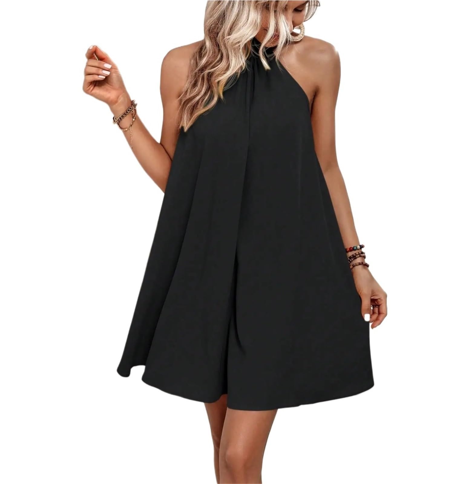 Vestido playero elegante con sofisticado cuello halter para mujer 8