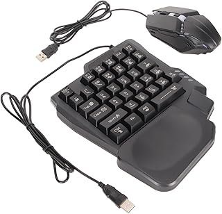 Half Hand Gaming Keyboard and Mouse Combo, Wired Mechanical RGB LED Backlit Half Keyboard, with Wired Gaming Mouse Converter, for Android Harmony iOS