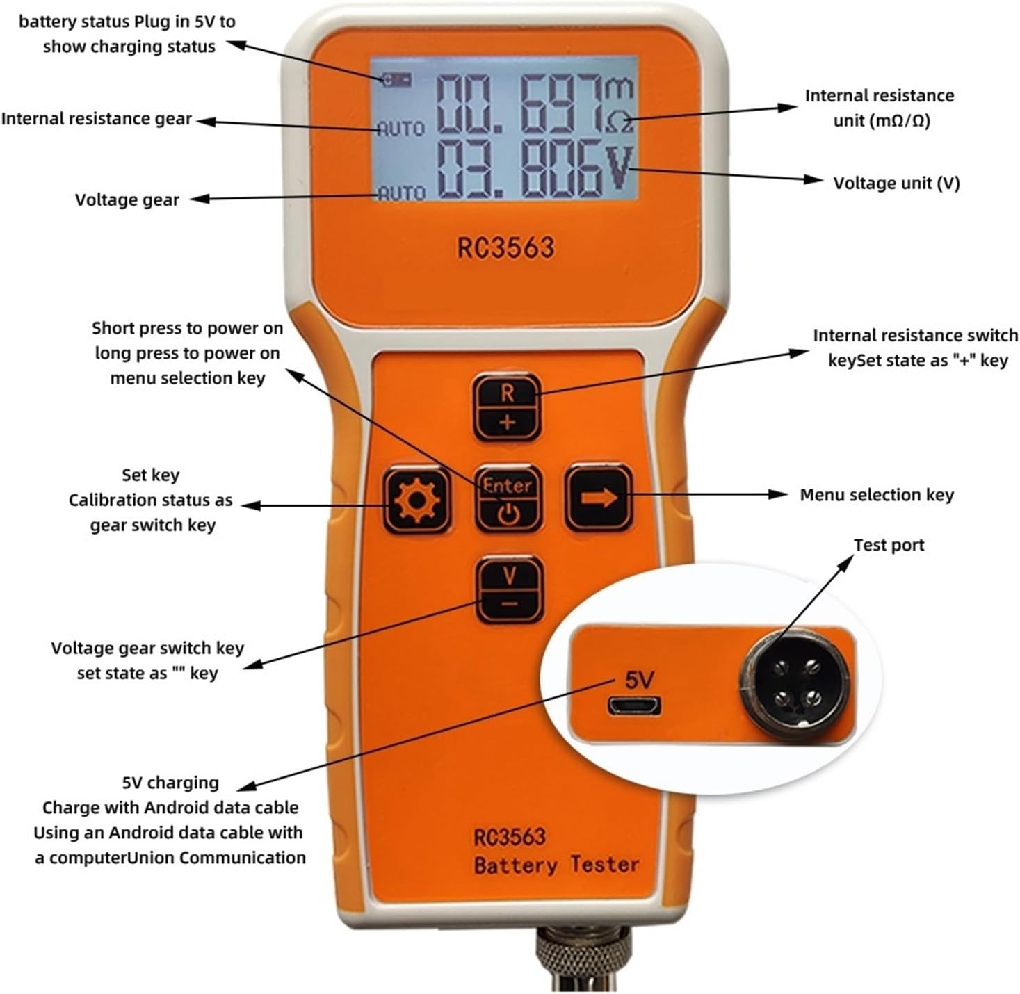 Battery Voltage Internal Resistance Tester High-Precision Trithium Lithium Iron Phosphate Battery Tester(Package B)