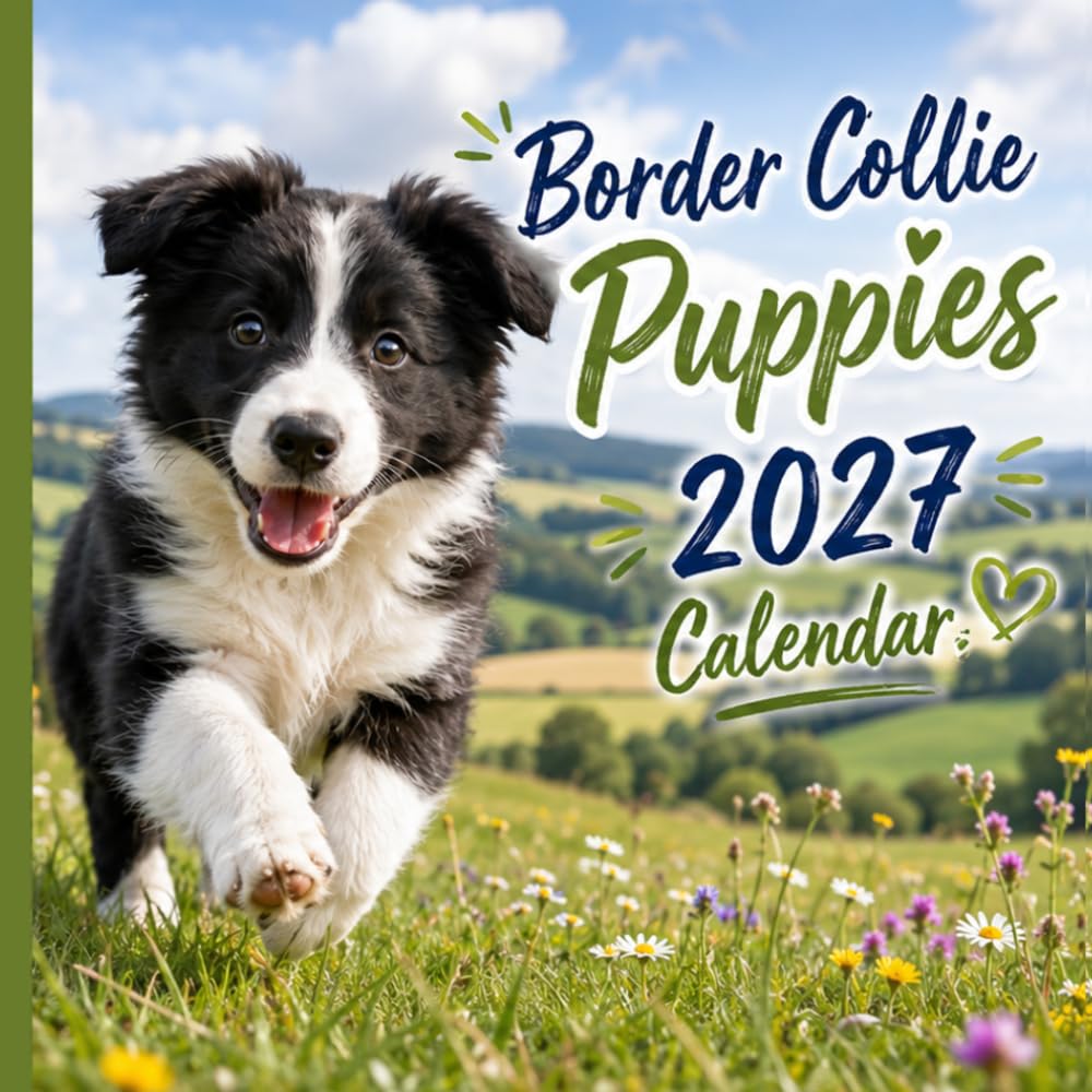 Border Collie Puppies Calendar 2027: Adorable Puppy Photography with Bonus January–March 2028
